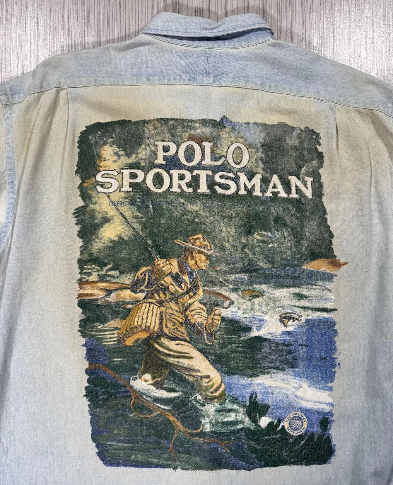 Vintage Polo Ralph Lauren Sportsman Denim Button Down Shirt (Size